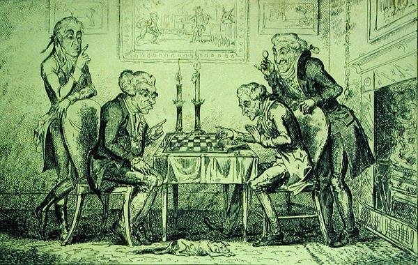 ジョージ・クルイックシャンク（1792-1878）が彫ったチェスのゲームは、1835年8月1日に出版されました（リトグラフ）。 作： 英語学校