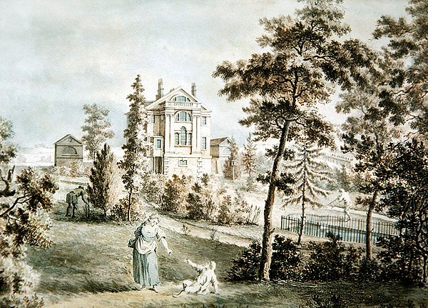 公園の庭園パビリオン、1725年頃（紙に水彩） 作： 英語学校
