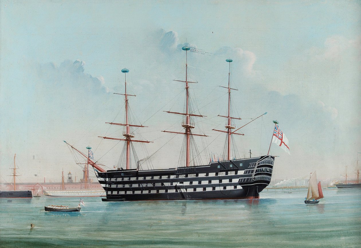 ポーツマス港でのHMS勝利、1860年頃 作： 英語学校