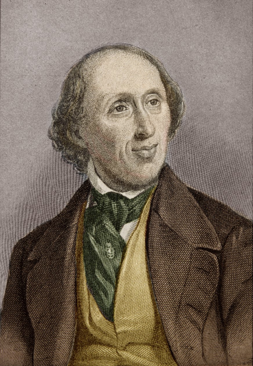 ハンス・クリスチャン・アンデルセン（1805-75）（後の着色） 作： 英語学校