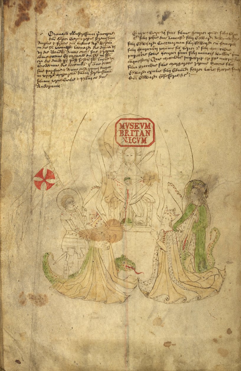 Harley 318, f.8v Henrique VI, Rei da Inglaterra, e sua esposa, Margarida de Anjou, ilustração de 