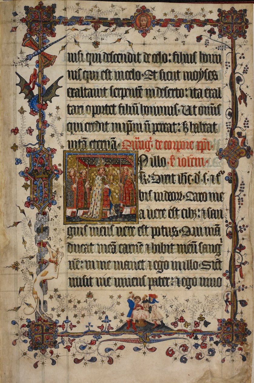 Harley 7026, f.13 The Feast of Corpus Christi, from the Lovel Lectionary, before 1408 (ベラム) 作： 英語学校