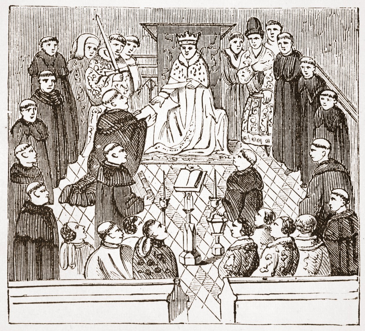 ヘンリー5世と彼の議会（大英博物館のハーレイアンMMSから）、ジェームズエイトケンワイリー（1808-1890）によるプロテスタンティズムの歴史のイラスト、パブ。 1878 作： 英語学校