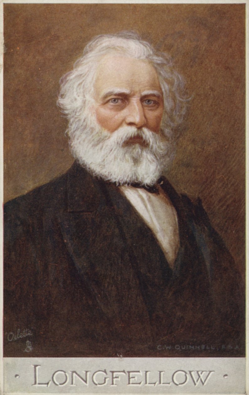 ヘンリー・ワズワース・ロングフェロー（1807-1882）アメリカの詩人（カラーリトグラフ） 作： 英語学校