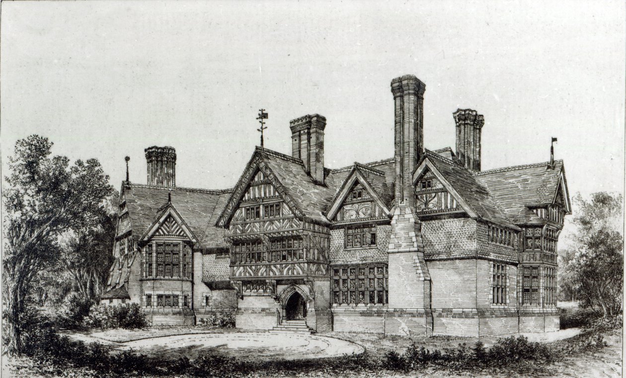 1872年9月6日の「The Building News」から、ハローウィールドに最近建てられた家 作： 英語学校