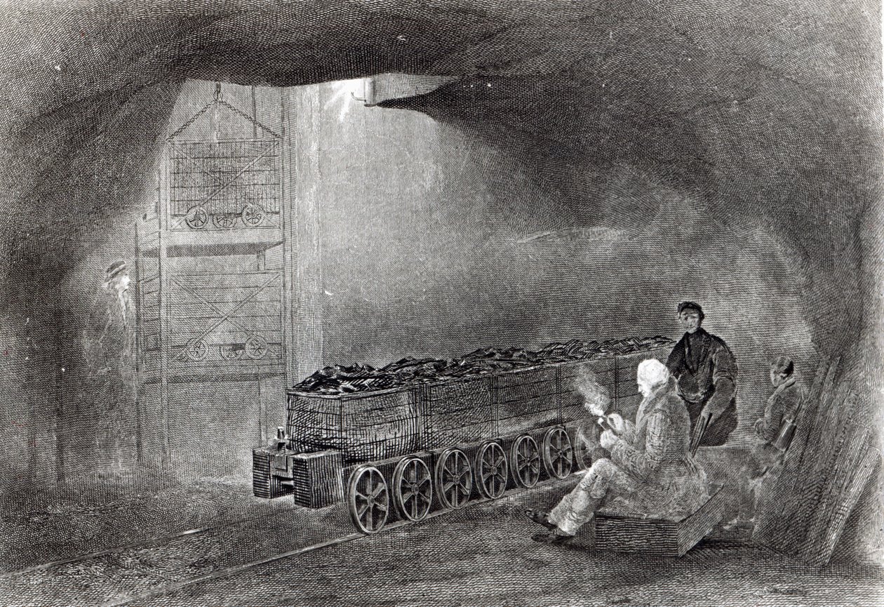 石炭鉱山では、1860年に出版されたW.Fordyceによる「イギリス北部における石炭、コークス、炭田および製鉄の歴史」のイラスト 作： 英語学校