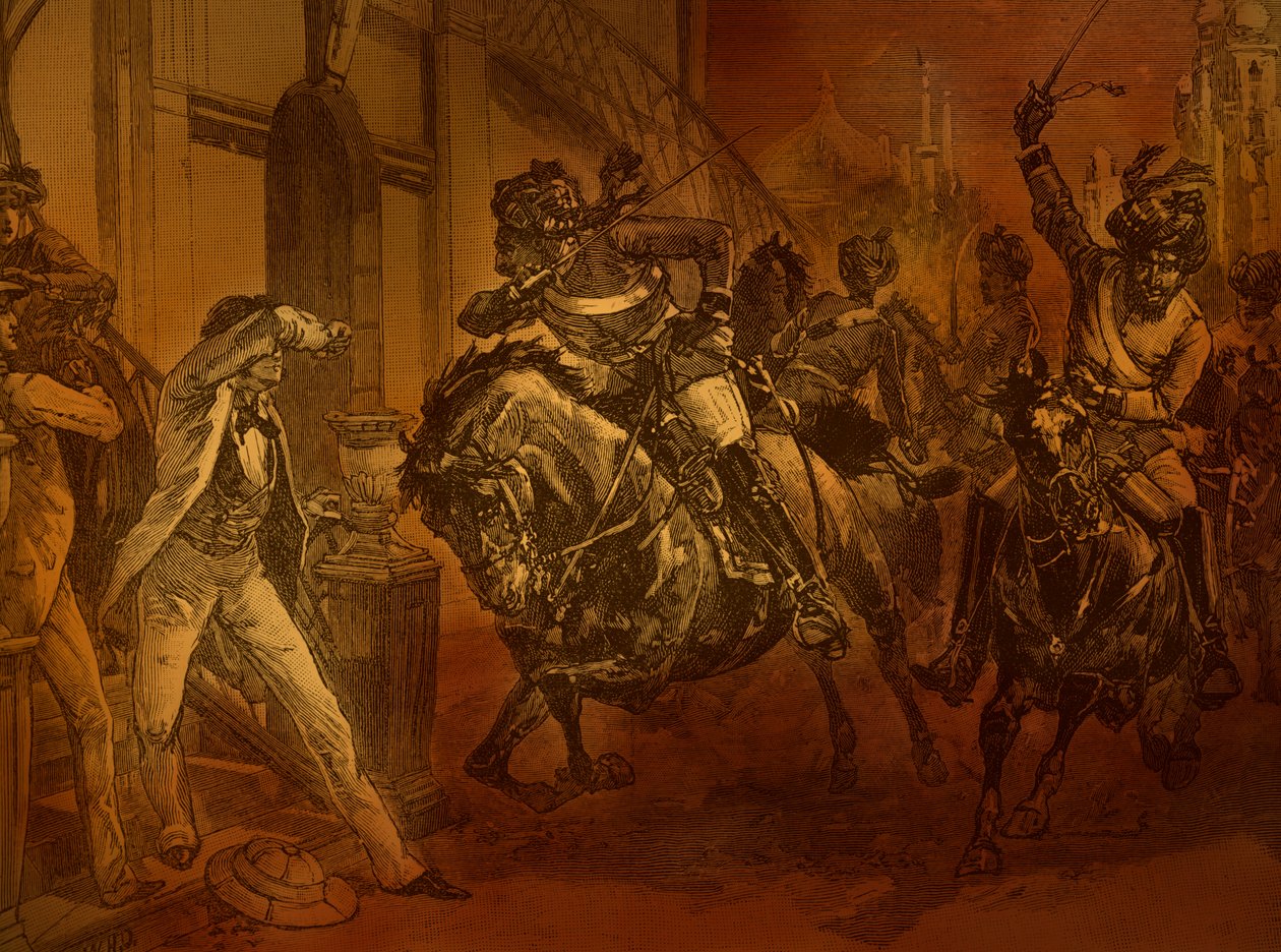 1857年のインドの反乱、『カッセルのイングランド史』（版画）の挿絵 作： 英語学校