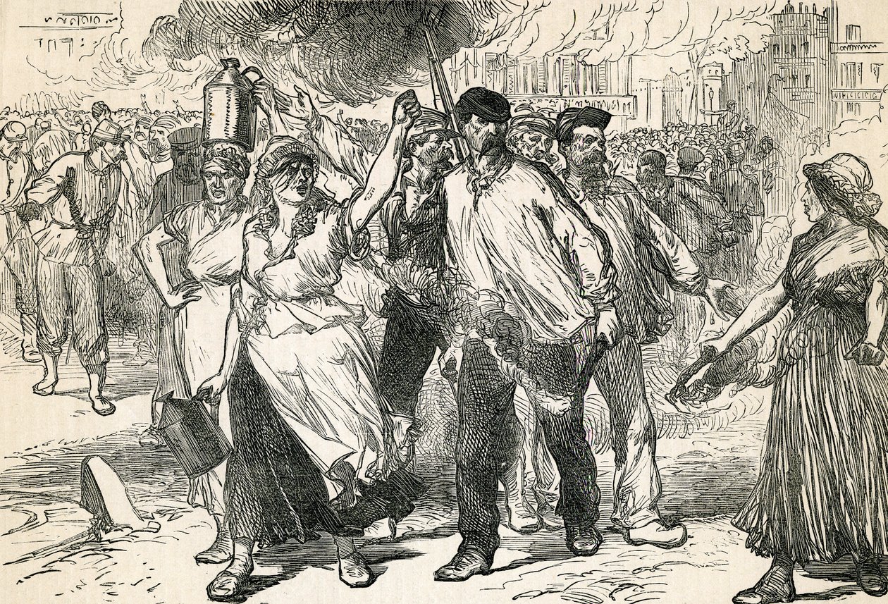 1872年のカッセルズイラストレイテッドヒストリーから抜粋した反乱軍のパリの通り 作： 英語学校