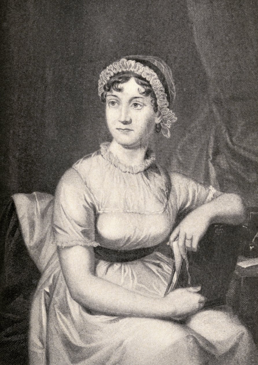 「有名な女性の家への小さな旅」からのジェーン・オースティン（1775-1817）のイラスト、1897年発行（331580も参照） 作： 英語学校