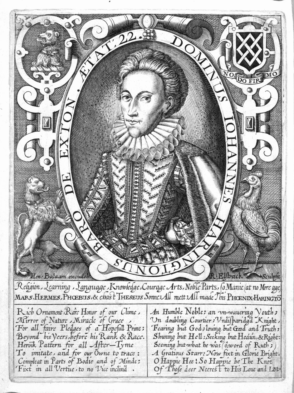 ジョン・ハリントン、エクストンの第2男爵ハリントン、レノルド・エルストラックによって彫刻、1610-14年頃 作： 英語学校