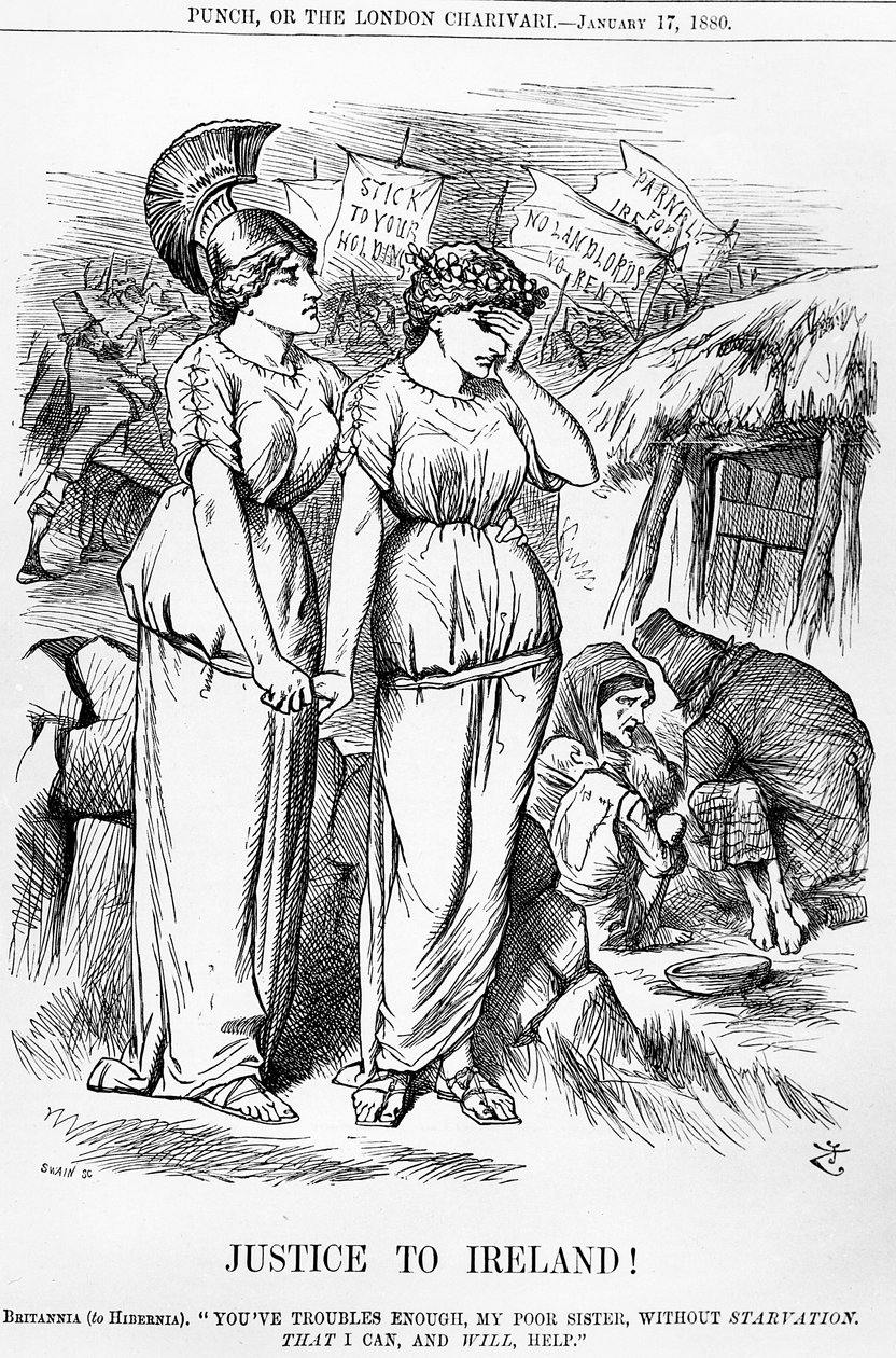 1880年1月17日、パンチからジョセフスウェインによって刻まれた正義のアイルランド！ 作： 英語学校