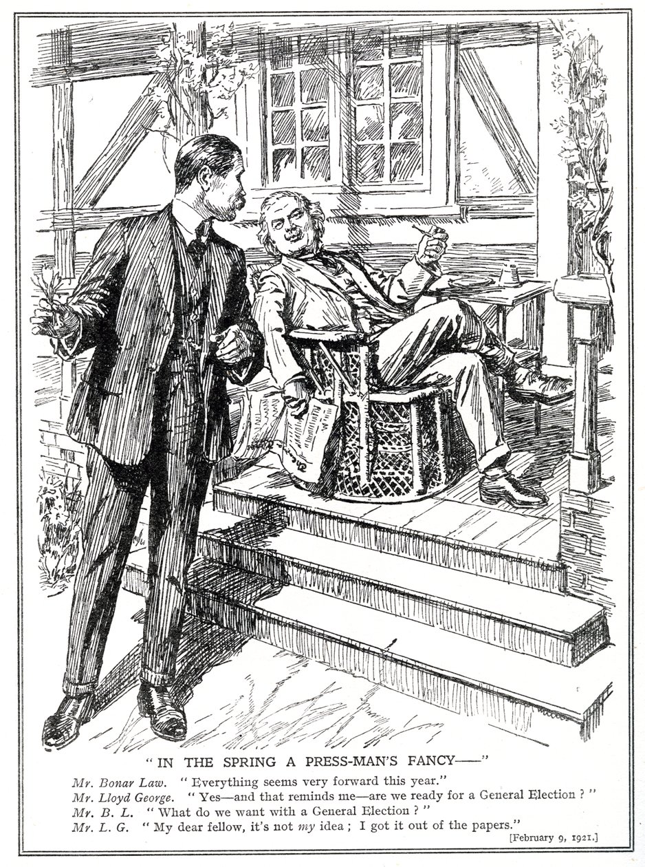 LLoyd George and Bonar Lawが1920年2月の総選挙の見通しについて話し合う 作： 英語学校