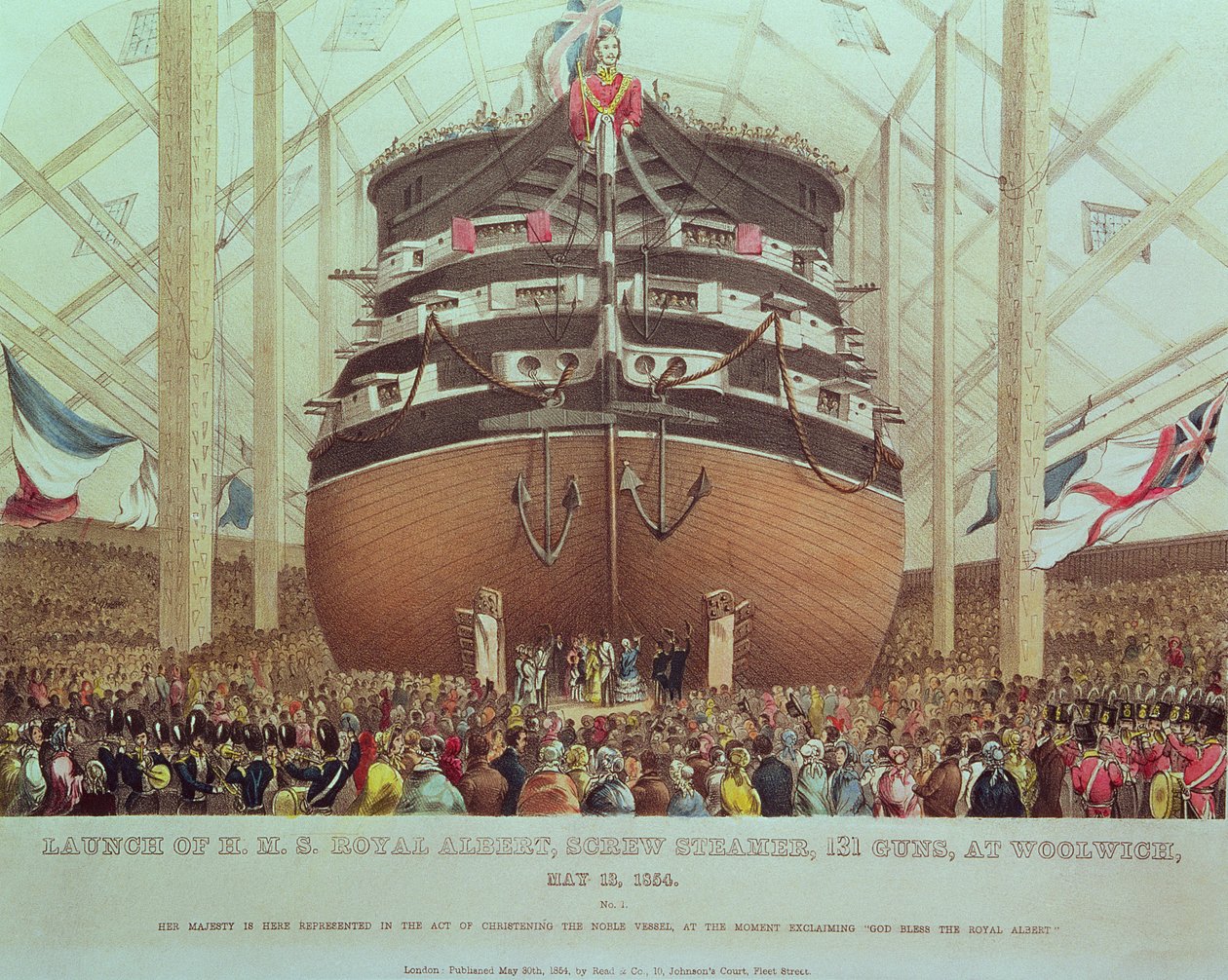 1854年5月13日、ウールウィッチでHMSロイヤルアルバート、スクリュースチーマー、131ガンを発売 作： 英語学校
