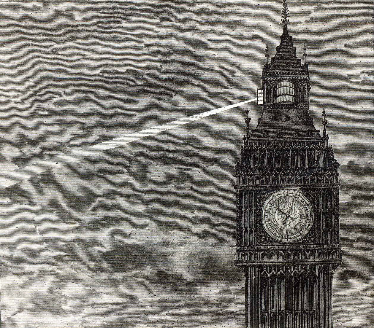 1873年8月16日、ロンドンのイラスト入りロンドンニュースの国会議事堂、時計塔の光 作： 英語学校