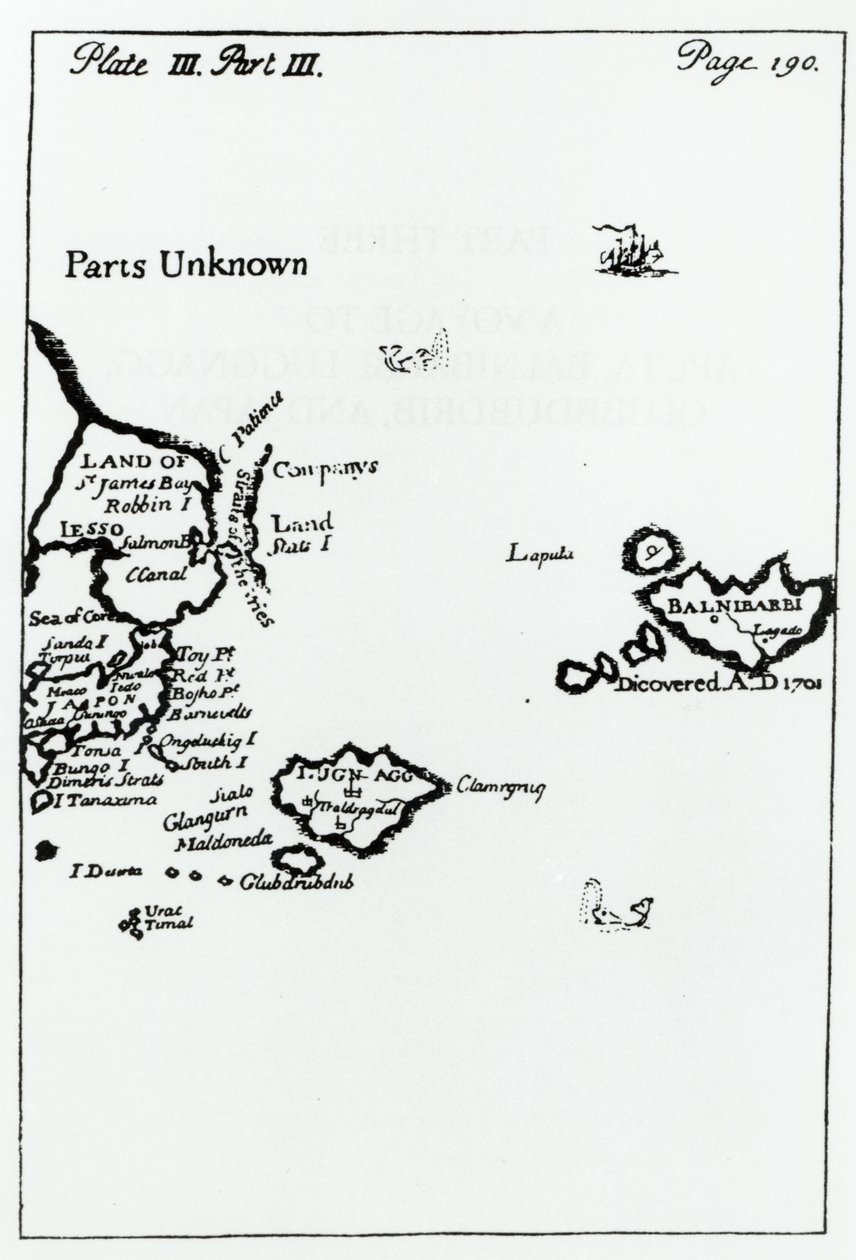 ジョナサン・スウィフト（1667-1745）によるガリバー旅行記の地図 作： 英語学校