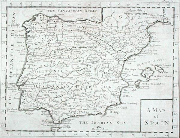 スペインとポルトガルの地図 18世紀後半（彫刻） 作： 英語学校