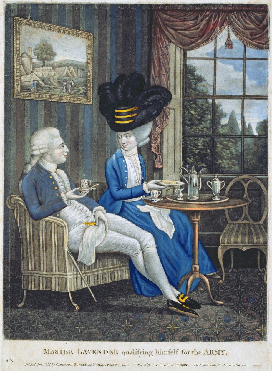 陸軍、パブのマスターラベンダー資格を取得。 Carington Bowles（fl.1744-93）、1781（mezzotint engraving） 作： 英語学校