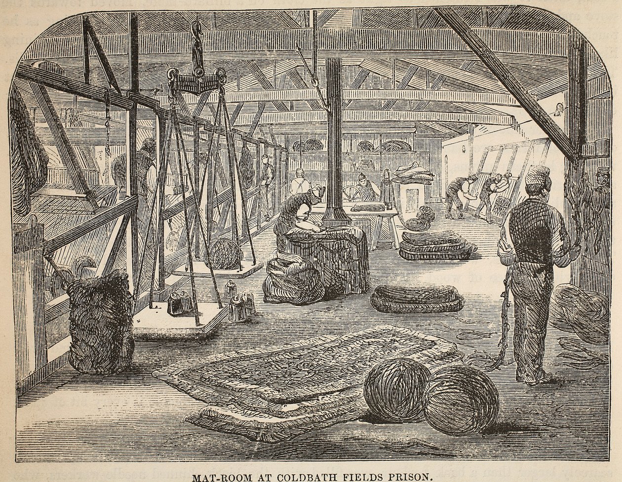 Coldbath Fields Prisonのマットルーム、ロンドンの刑務所刑務所のイラスト、Henry MayhewとJohn Binnyによる刑務所の生活の情景。 1862 作： 英語学校
