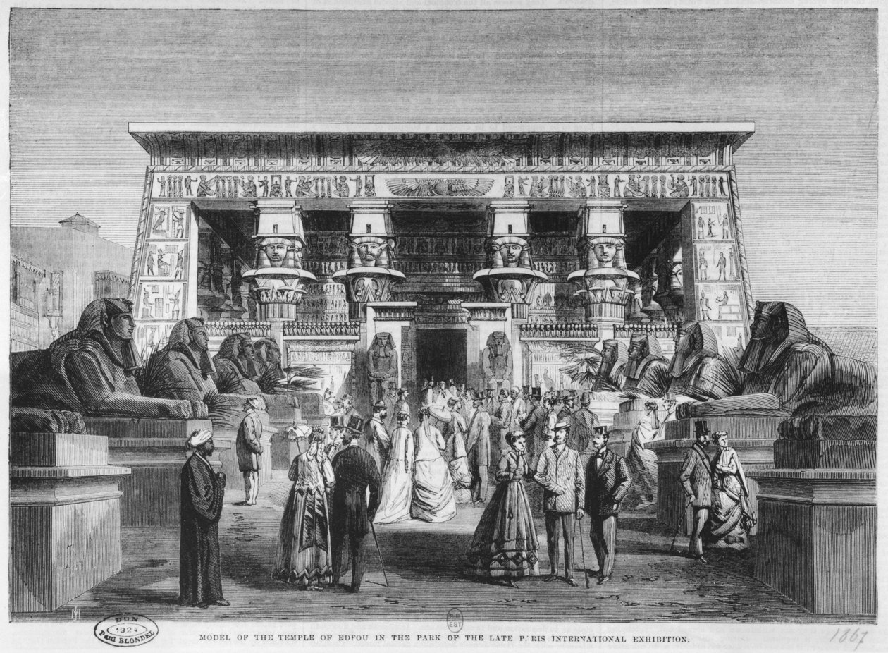 1867年11月16日、パリのシャンドマルスでの万国博覧会でのエドフ神殿のモデル 作： 英語学校