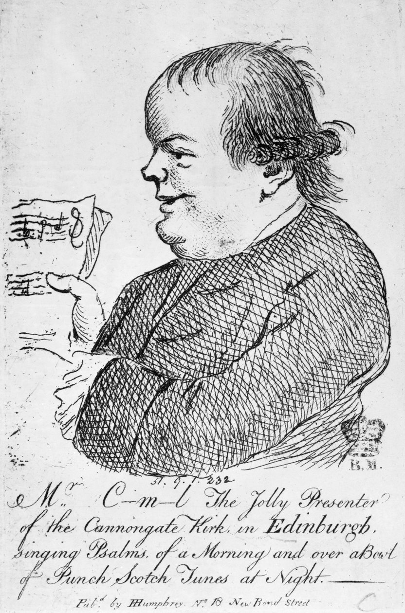 エディンバラのカノンゲート・カークの陽気な司会者C-m-l氏、1781年頃(彫刻) 作： 英語学校