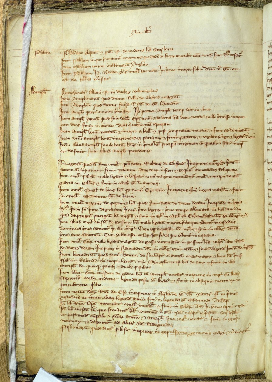 Ms.25516 fol.18v 13世紀後半のセントポール大聖堂にある本の目録のリベルI 作： 英語学校