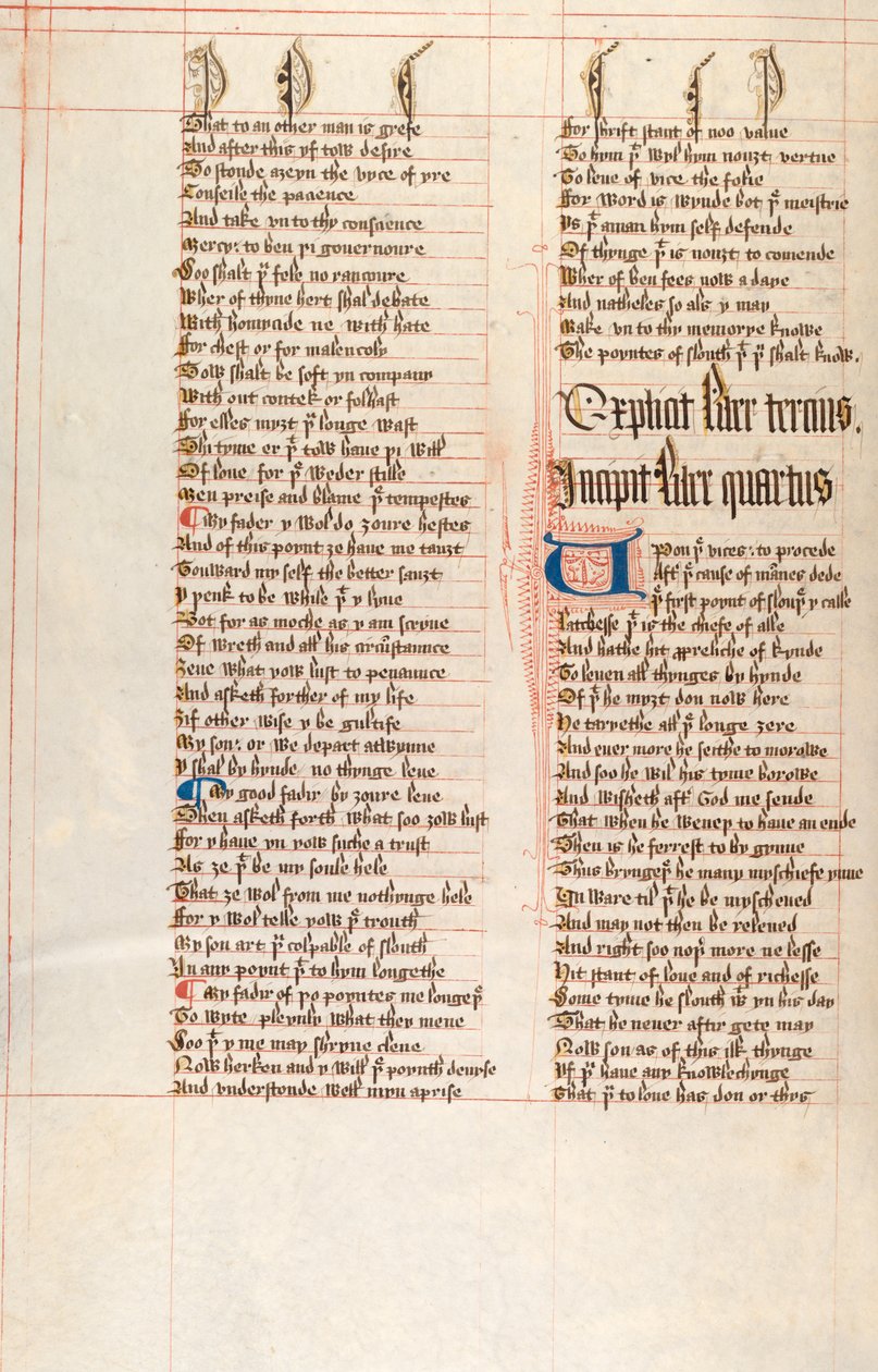 Ms326 f66v、John GowerによるConfessio Amantis（ベラムにペンとインク） 作： 英語学校