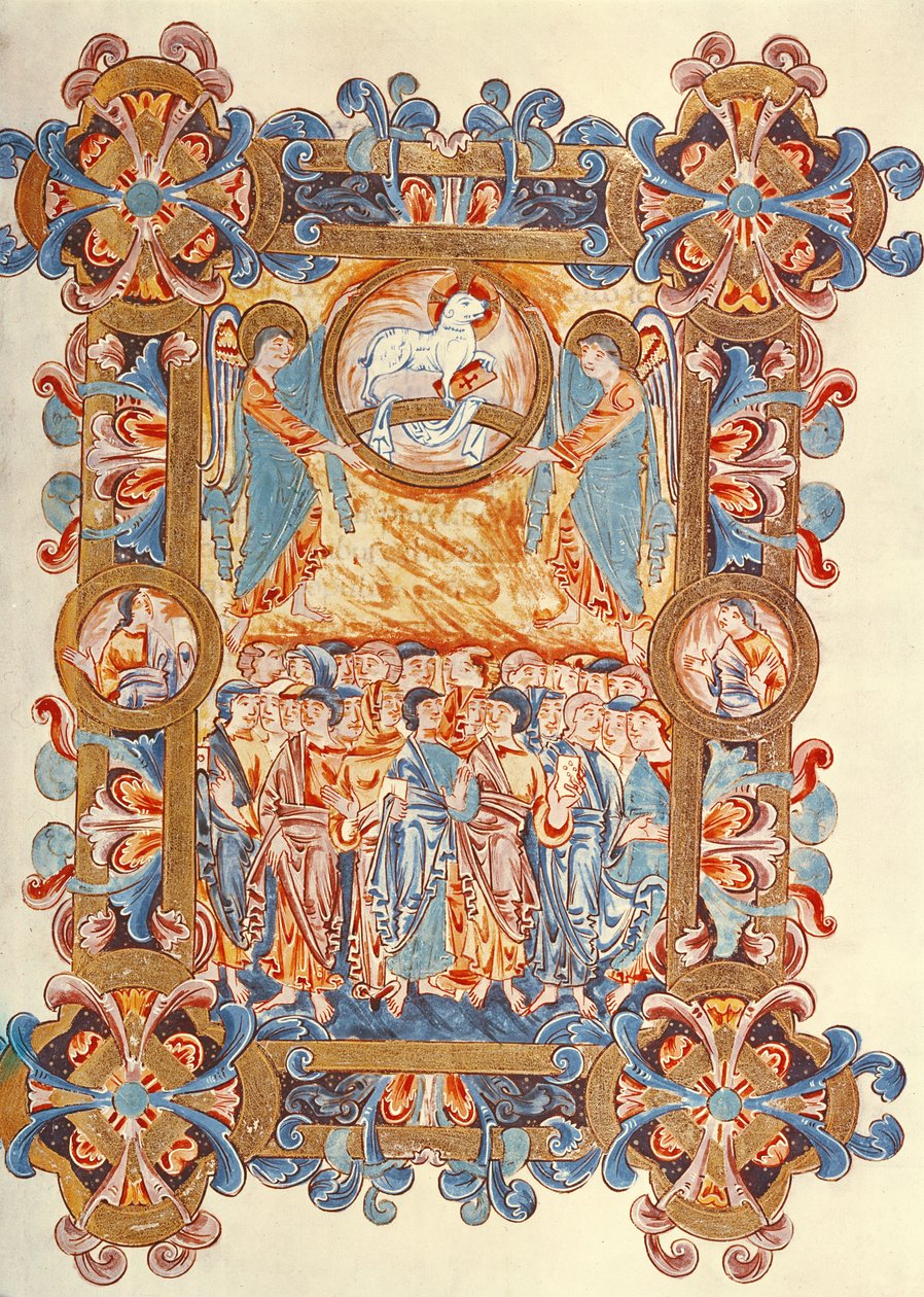 Ms 274（Y-6）fol.158羊を崇拝するマルチチュード、ジュミエージュのロバート大使、1016年頃 作： 英語学校