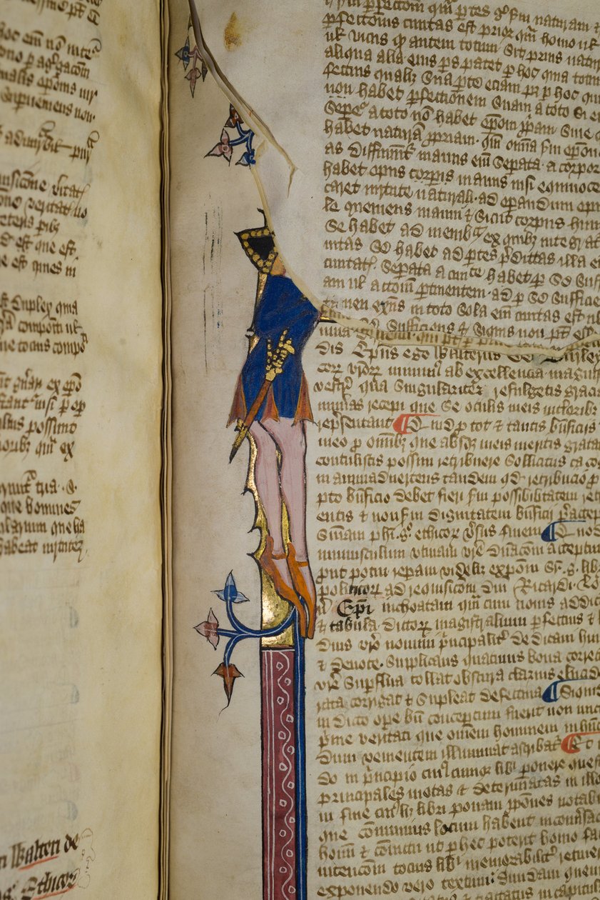 Ms. New Coll 242、f.178r、Walter BurleyによるAristotle&39;s Politicsの解説（ベラムにペンとインク） 作： 英語学校