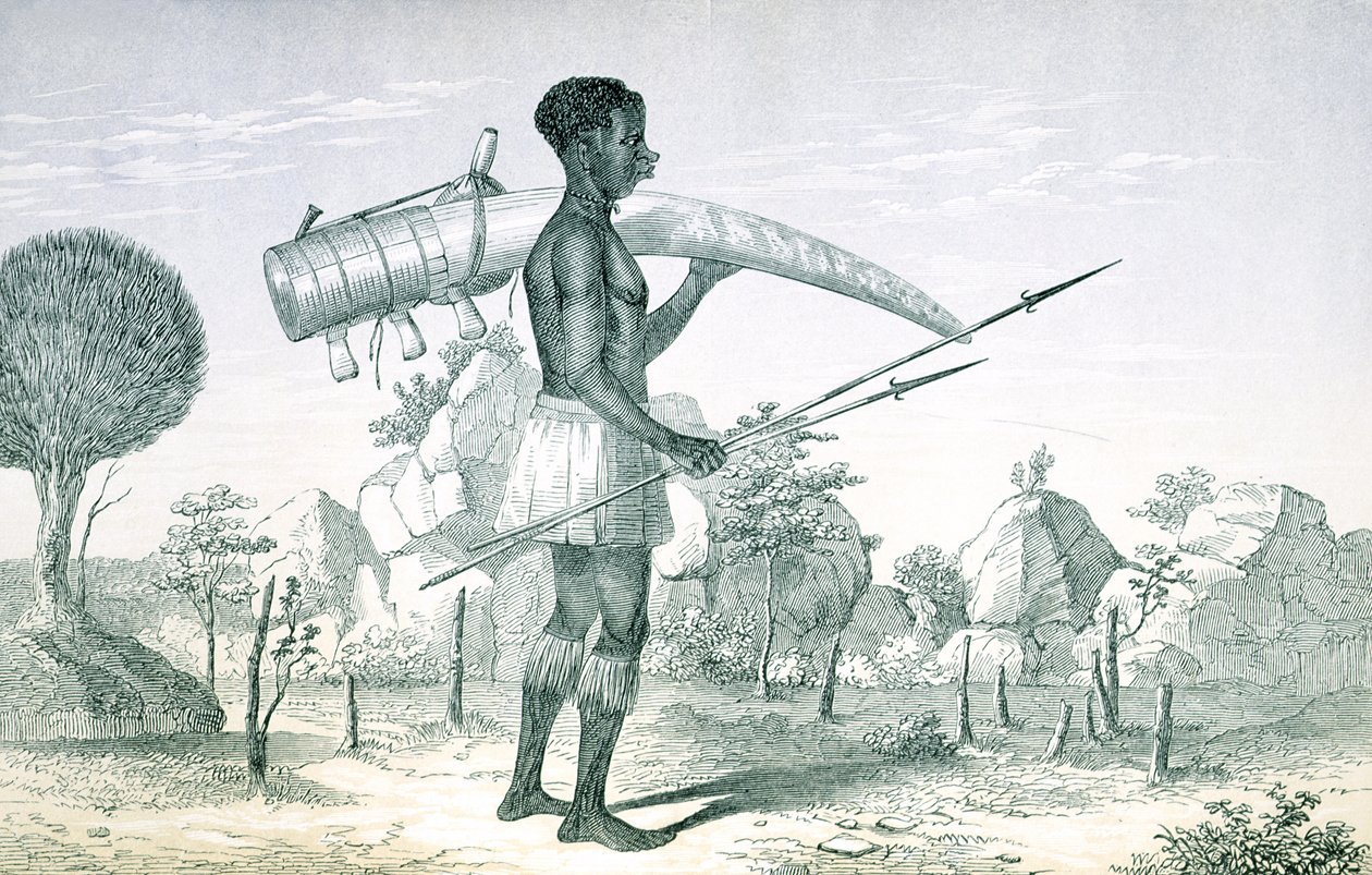 リチャードFバートン（1821-90）による中央アフリカの湖水地方の象牙象牙の装飾が施されたネイティブ（1860年） 作： 英語学校