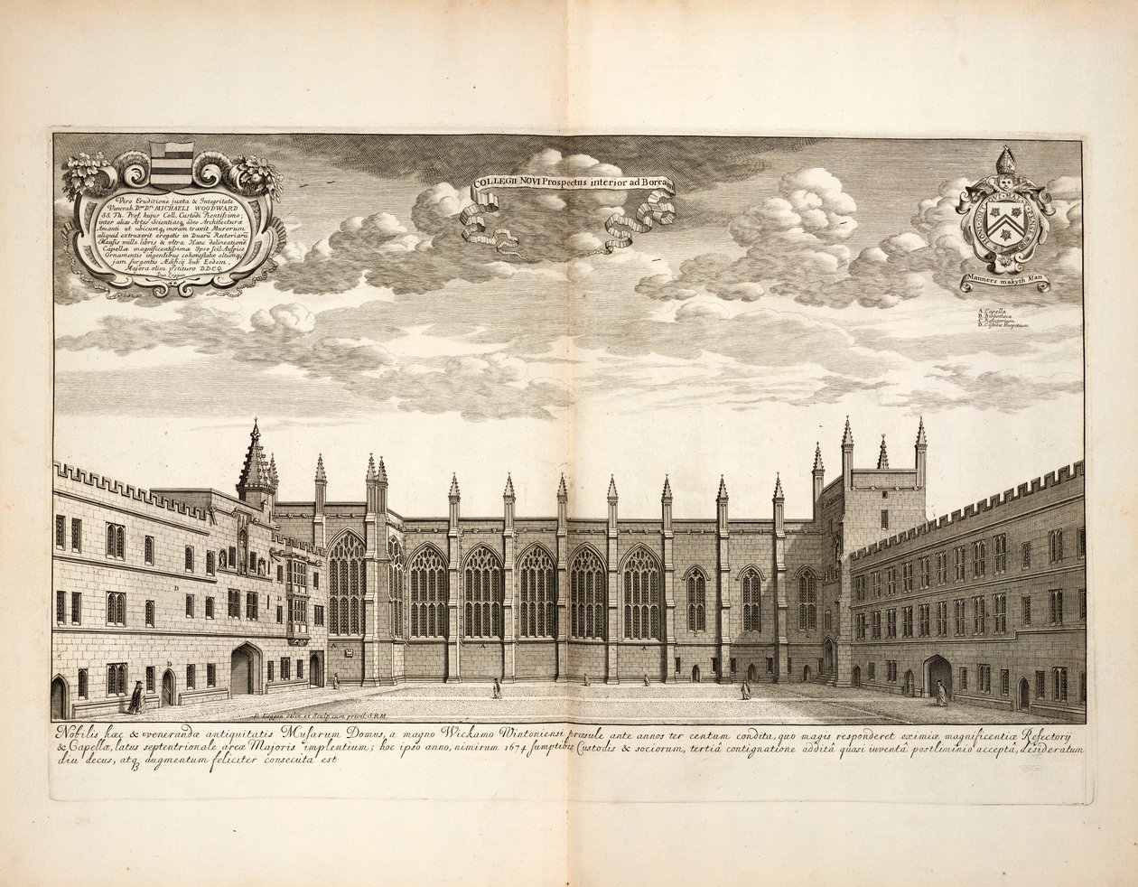 New College、plate 20 from Oxon By David Loggon、Oxford 1675 作： 英語学校