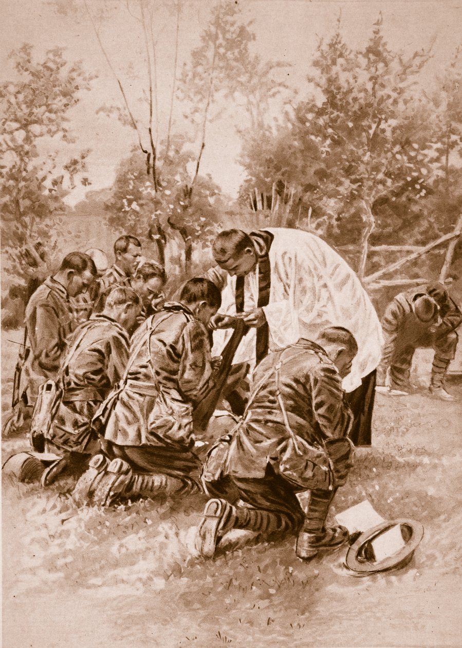 ニュージーランド陸軍の牧師が戦闘前に兵士に聖体拝領を管理する、1914年〜19年 作： 英語学校