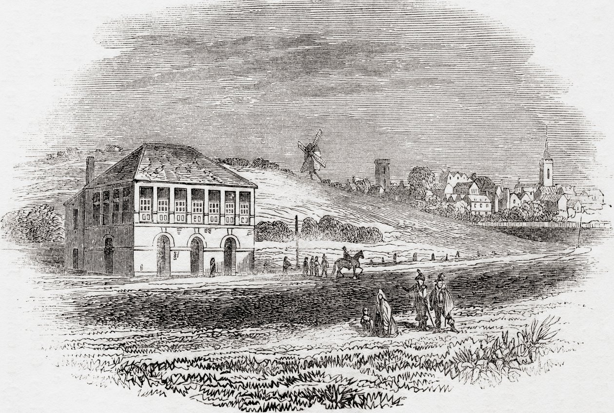 ニューマーケット競馬場（チャールズ1世時代のイングランド、ニューマーケット）：A Pictorial Museum, pub.1847 作： 英語学校