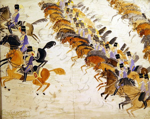 疾走する馬上の将校たち 1840年頃 （水彩・紙） 作： 英語学校
