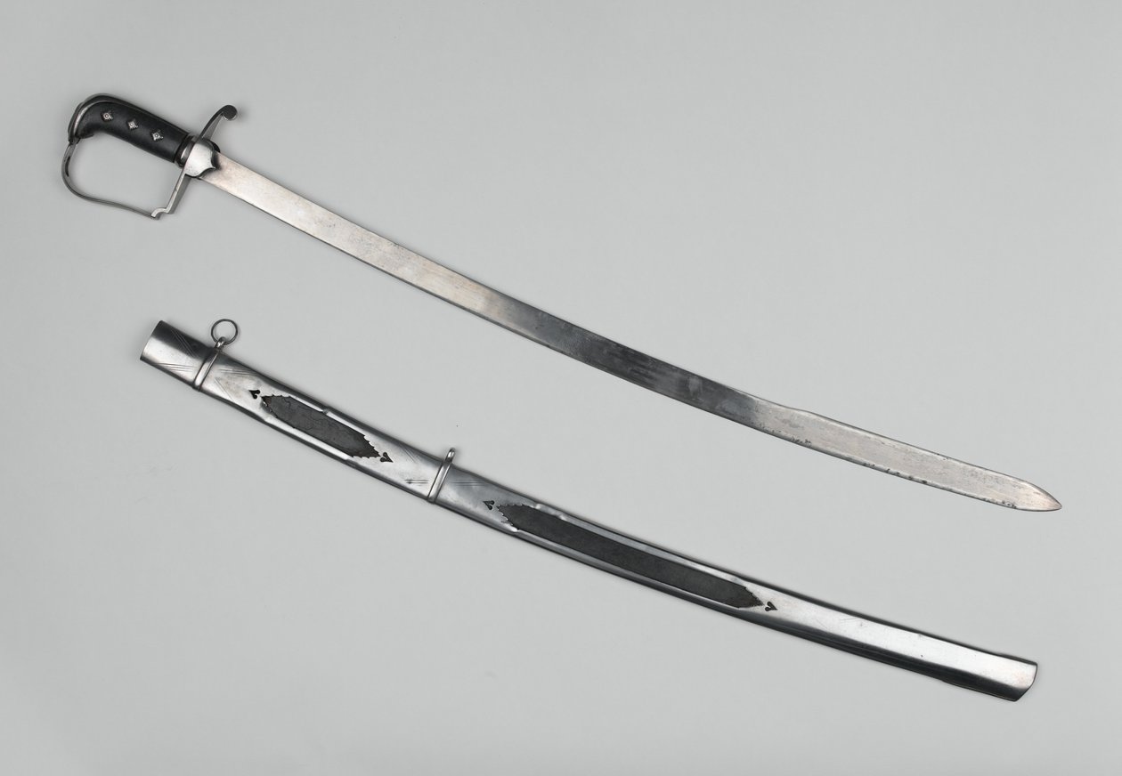 1809年頃の第51歩兵隊の将校の剣（スチール製、木製のグリップ付き 作： 英語学校