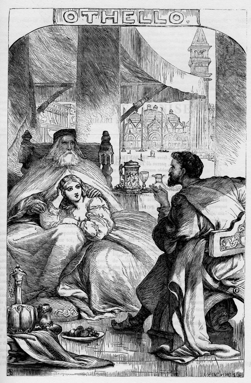 ベニスのムーア人オセロ - 1866年「Completes by William Shakespeare」の挿絵 - この版の挿絵と全体の形は、ロンドンで出版されたCassell
