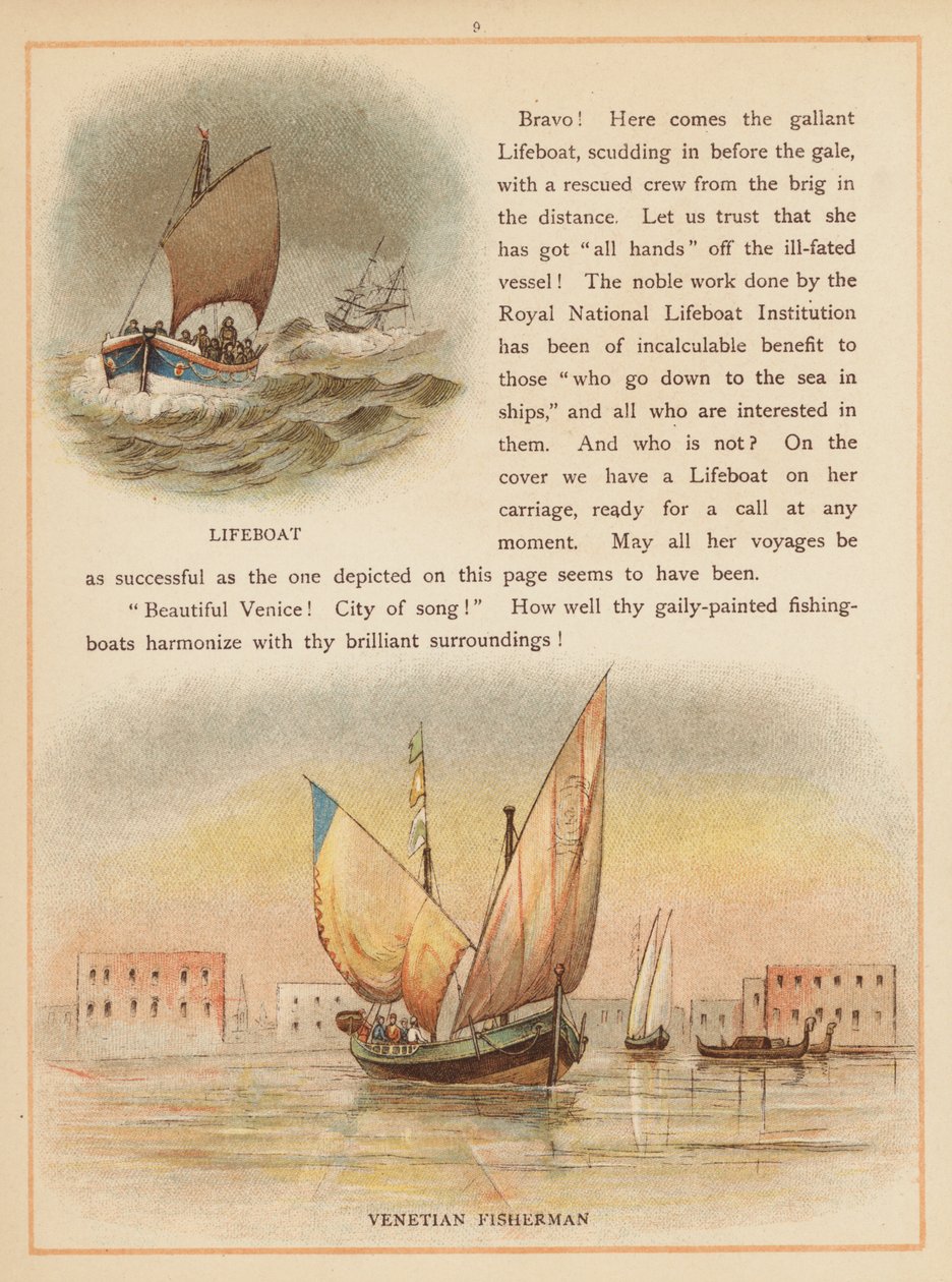 The Boats of the World』のページ、19世紀後半（カラーリトグラフ） 作： 英語学校