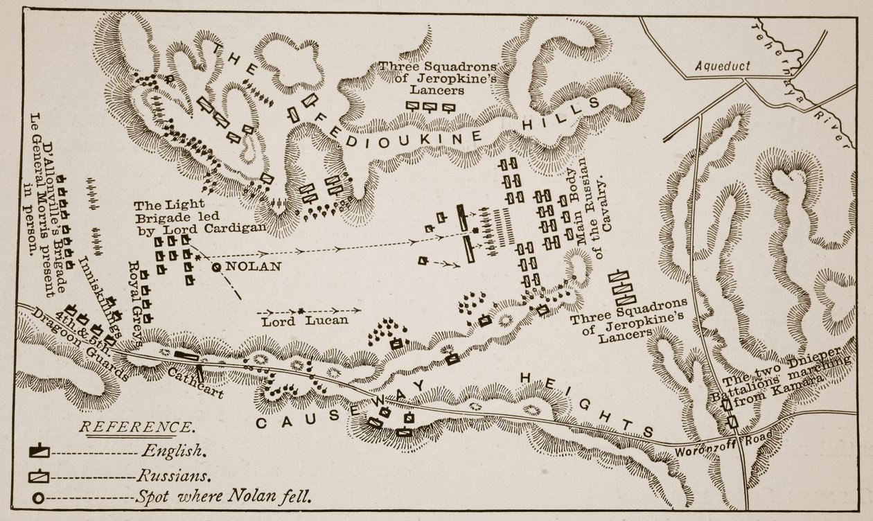1854年10月25日、バラクラバでの光旅団の突撃計画 作： 英語学校