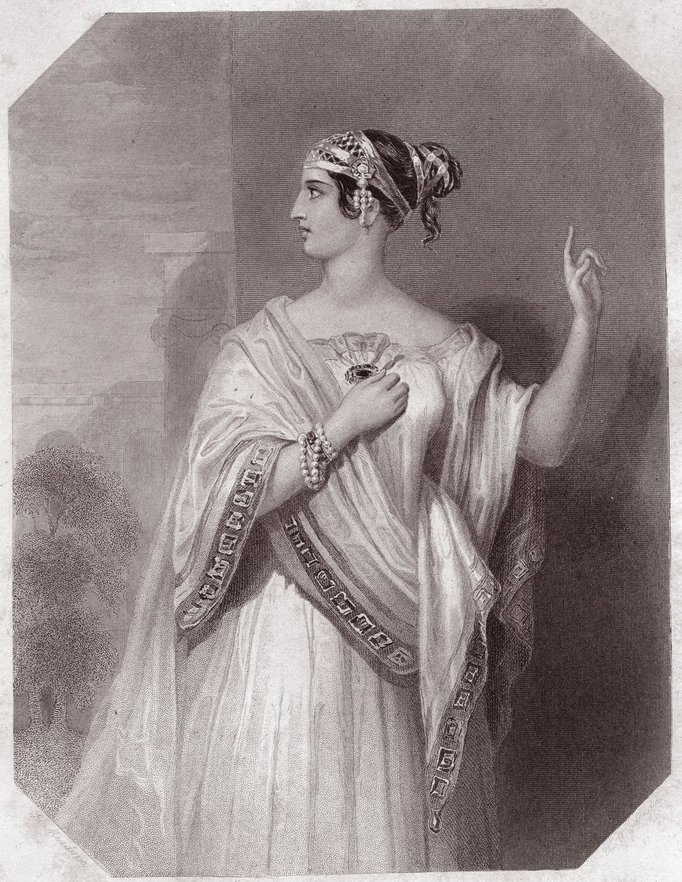 ブルータスの妻ポーシア（Portia Wife of Brutus）（Jules Cesar - the Tragedy of Julius Caesar）の中で - "Galerie des femmes de Shakespeare, collection of 45 serious portraits by the early London artists, enriched with critical and literary notices" サー 作： 英語学校