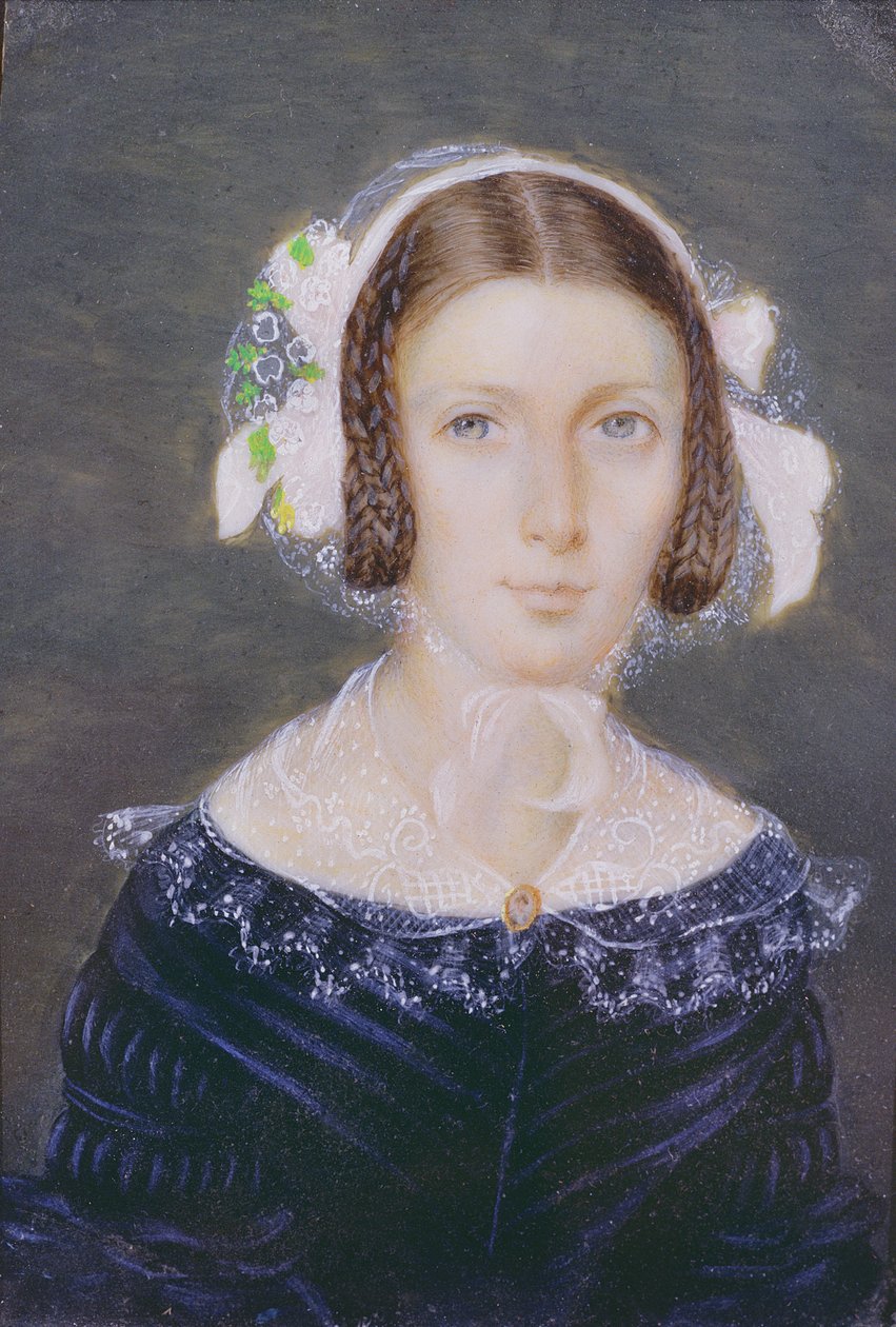 ファニー・ブローネの肖像ミニチュア、1833年（紙にトイレ） 作： 英語学校