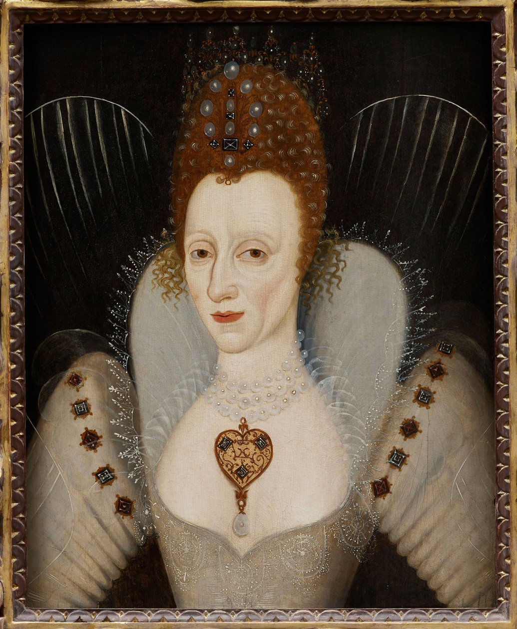 「女王エリザベス1世の肖像（1533-1603） 1600年頃の匿名の絵 個人蔵 作： 英語学校