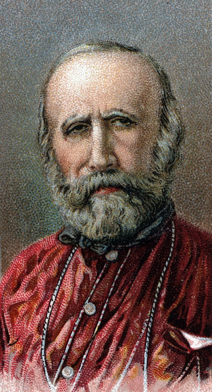 ジュゼッペ・ガリバルディ（1807-1882）の肖像 - シリーズ「男たちのリーダー」より - クロモリトグラフ - イギリス派、20世紀 - 。 作： 英語学校