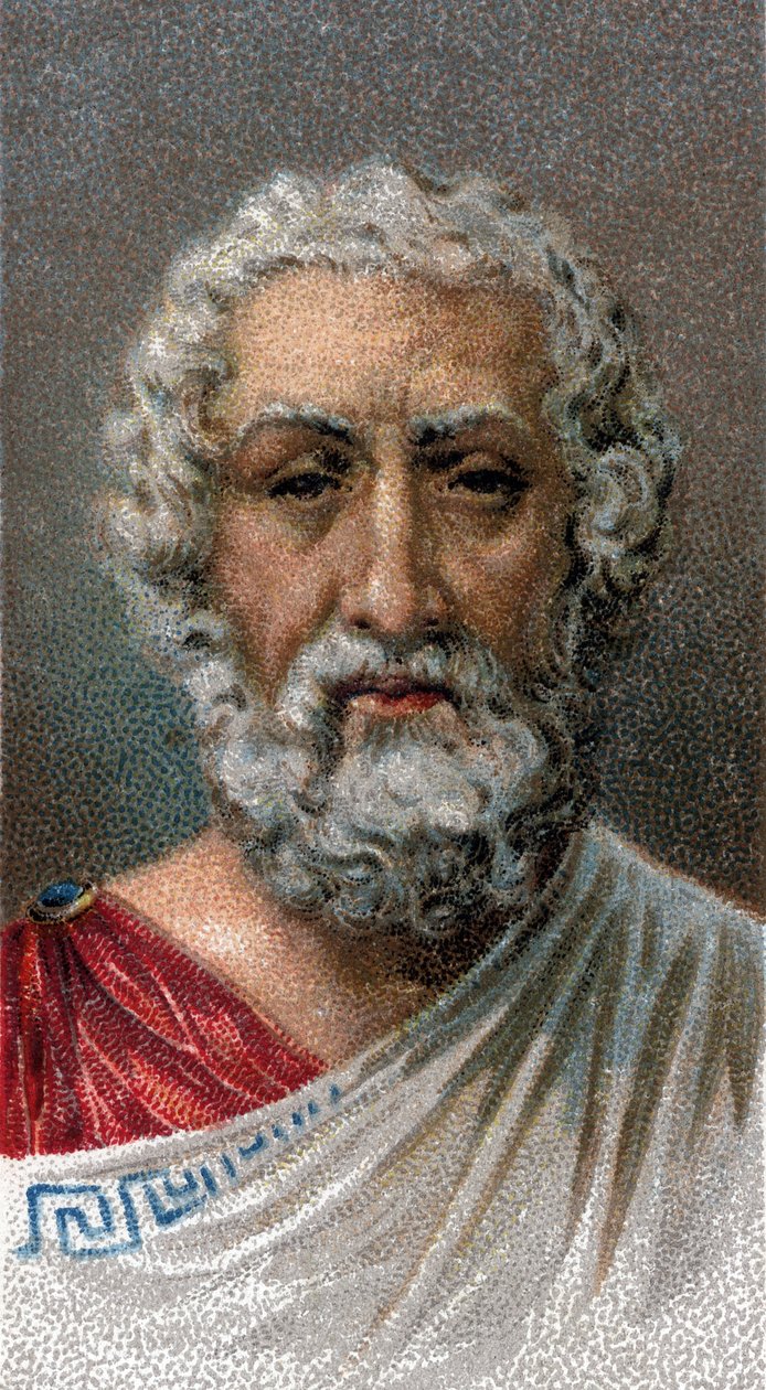 ホーメールの肖像（紀元前9～8世紀） - ギリシャの詩人 - ホーメールの肖像（紀元前9世紀） ギリシャの詩人 - シリーズ「人間の指導者たち」より - クロモリトグラフ - イギリス派、20世紀 - 。 作： 英語学校