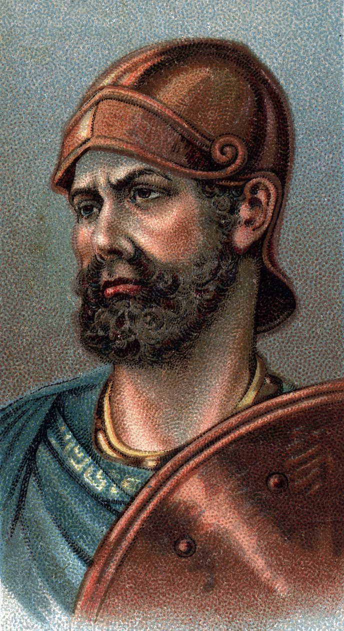 ハンニバル・バルカの肖像 - 将軍でカルタゴの政治家だったハンニバル・バルカ（紀元前247～183年頃）の肖像 - シリーズ「人間のリーダー」より - クロモリトグラフ - イギリス派、20世紀 - 。 作： 英語学校