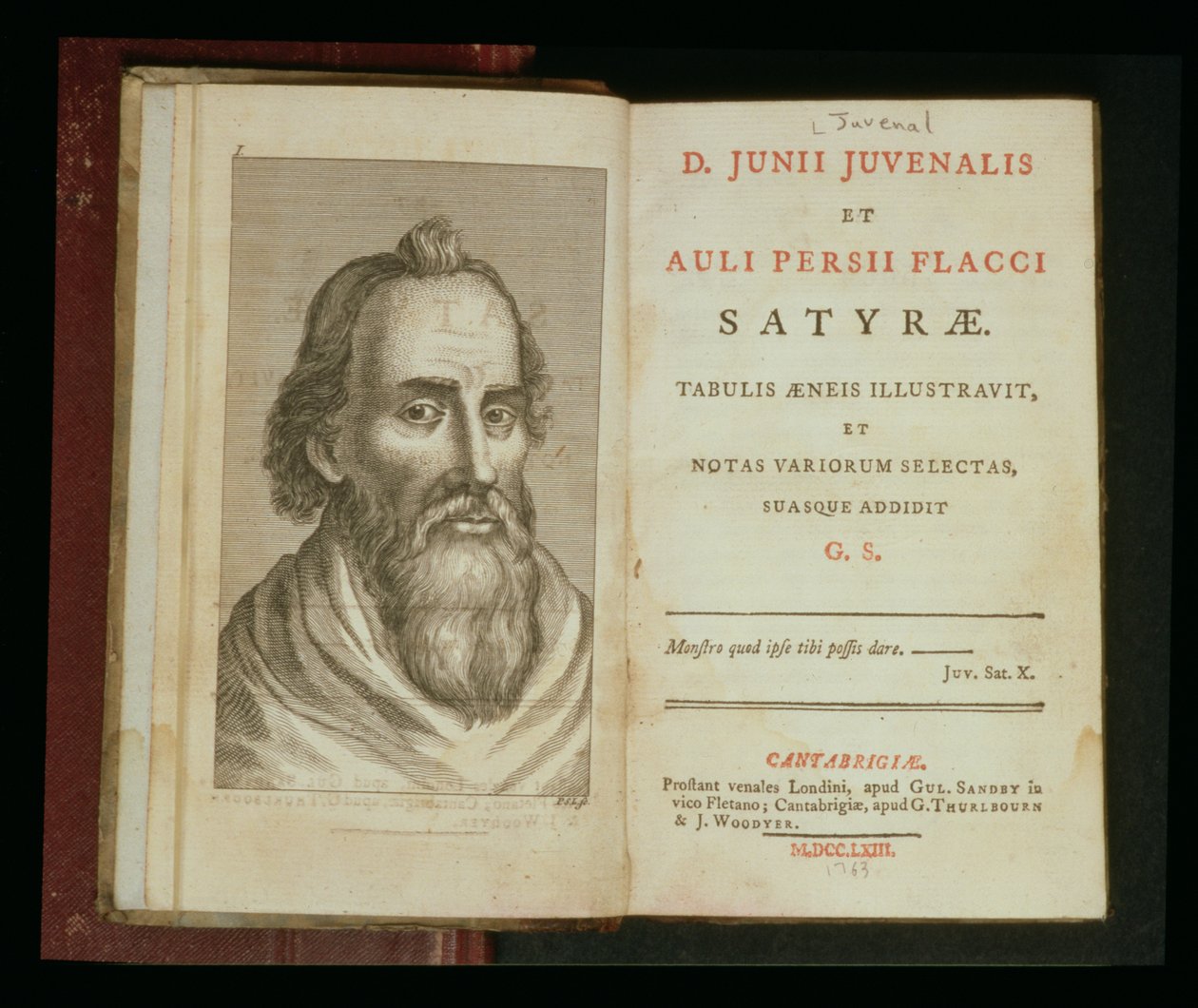「ジュヴェナールとアウリウスフラックスの風刺」からのジュヴェナールの肖像、1763年（彫刻） 作： 英語学校