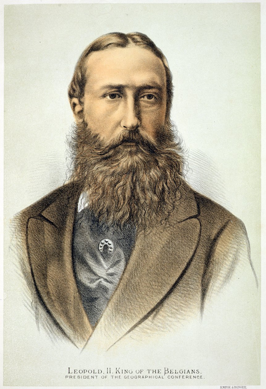 レオポルド2世の肖像（1835-1909）、ベルギー国王（1865-1909） 作： 英語学校