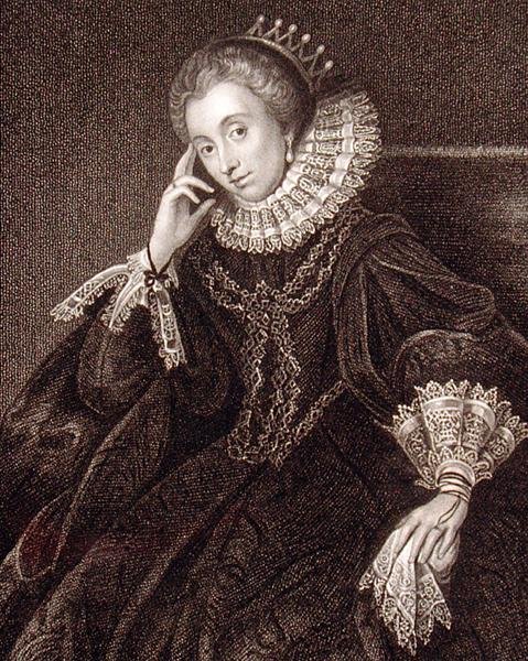 ルーシー・ハリントン（ベッドフォード伯爵夫人）の肖像（1581-1627年頃）「ロッジの英国肖像画」より 作： 英語学校