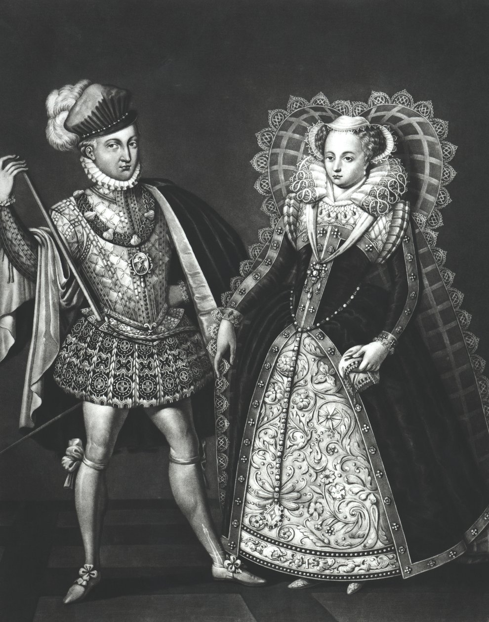 メアリークイーンオブスコッツ（1542-87）とヘンリースチュワート、ダーンリー卿（1545-67）の肖像、1565年6月29日 作： 英語学校