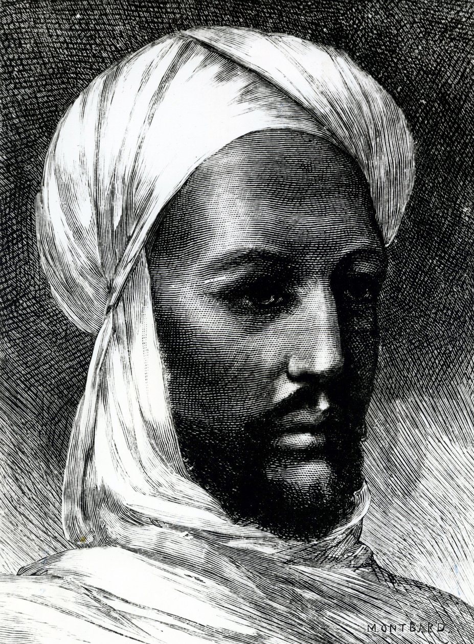 ムハンマド・アフマド（1844-1885）の肖像（1884年のイギリスとの戦争でダービッシュの指導者、マフディとして知られる）、植民地戦争、スーダン 作： 英語学校