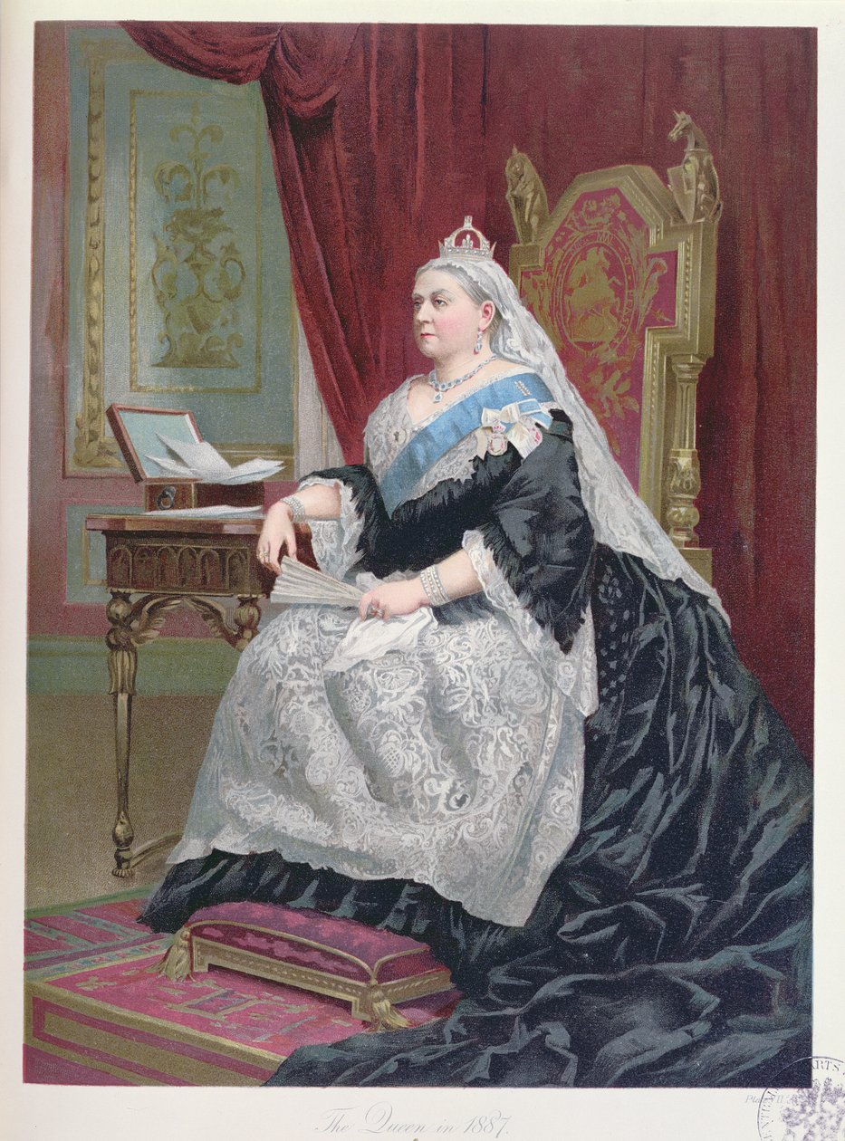 1887年に彼女のゴールデンジュビリーの時にビクトリア女王（1819-1901）の肖像、1887 作： 英語学校