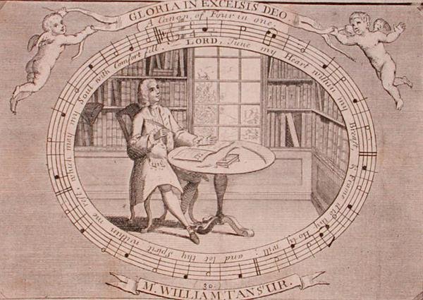 ウィリアム・タンズール(1706-83)の図書館での肖像(エングレーヴィング) 作： 英語学校